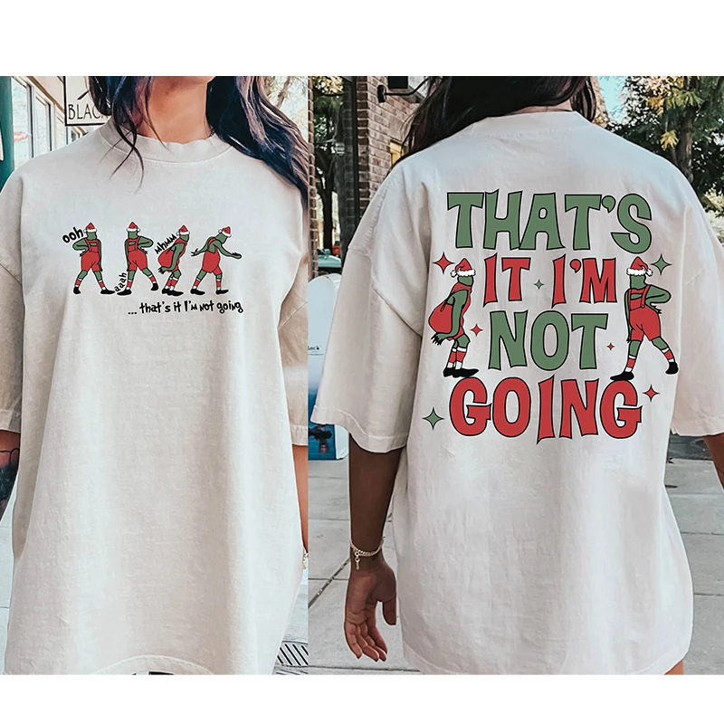 Christmas Quirky Printed Pure Cotton Round Neck Women\'S Short Sleeved T-Shirt Loose Oversized Sports Fashion Casual Shirt 