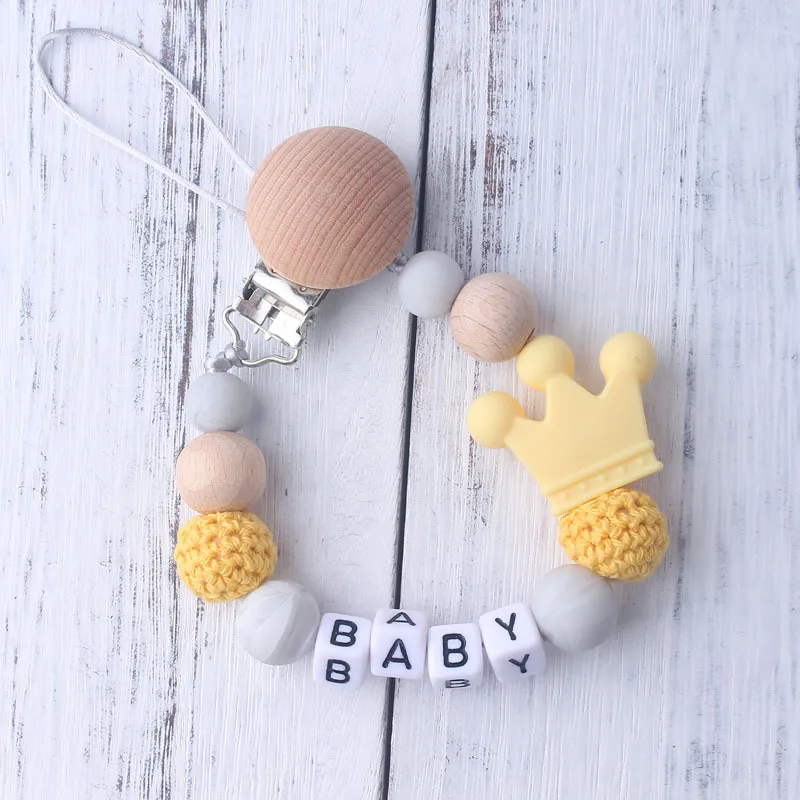 Personalized Name Handmade Silicone Pacifier Chains Safe Teething Chain Baby Teether Eco-friendly Pacifier Clips Holder Chain