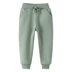 Jumping meters 2-7T Drawstring Children Sweatpants for Autumn Spring Plain Boys Girls Long Pants Fashion Sport Kids Trousers