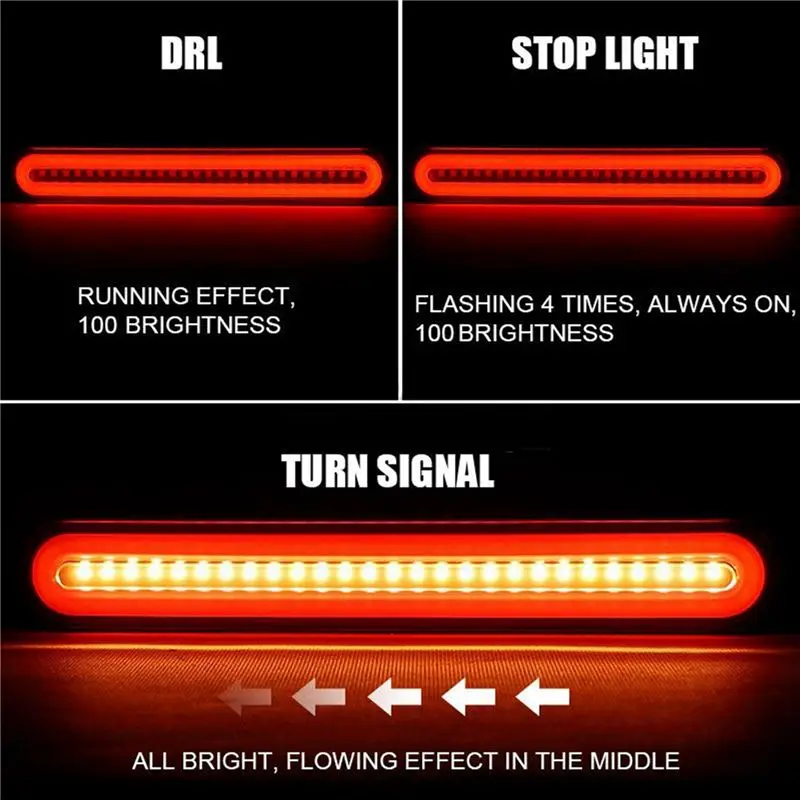 4X Oval 9 Inch LED Stop Turn Tail Brake Lights Truck Trailer Flowing DRL Lamp For Truck Trailer ATV UTV Car Auto 12V 24V