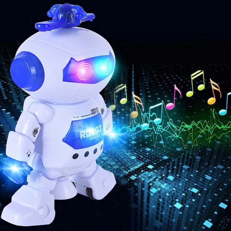 

1 шт., детский робот, вращающиеся танцевальные игрушки с музыкальной светодиодной подсветкой, электронные прогулочные игрушки, забавная игрушка для мальчиков и девочек, подарок на день рождения, Рождество
