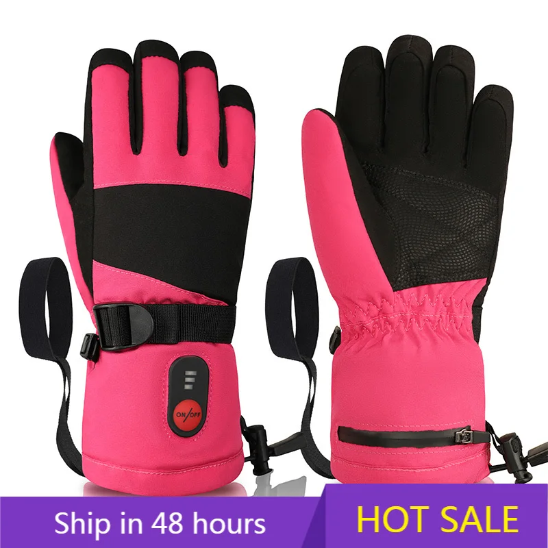 

POWER LEAP Heated Gloves Kids Children Waterproof Heated Gloves 7.4V Electric Rechargeable Heated Ski Gloves for Skiing Snowboa