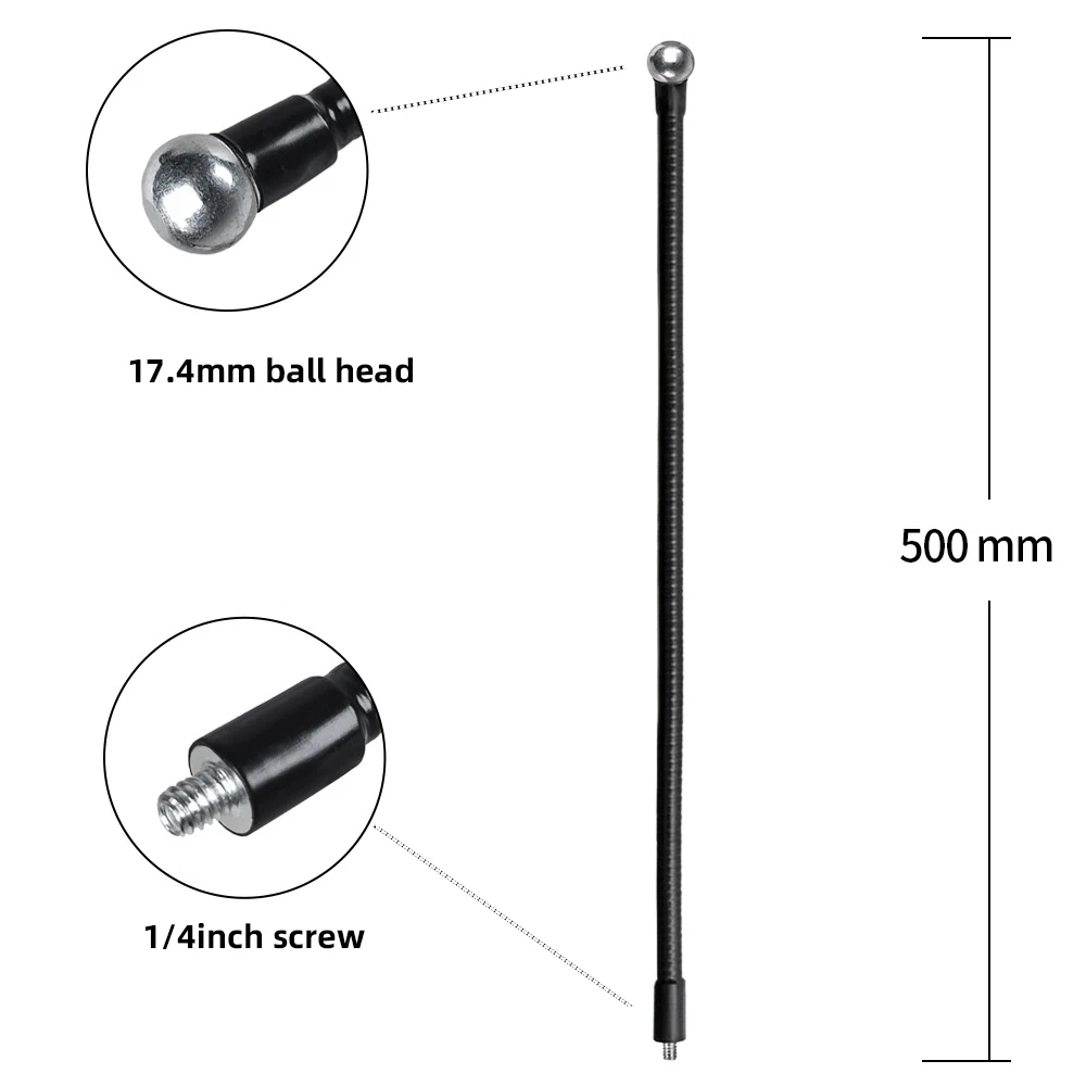 Flexible Metallrohrstange Einbeinstativ Selfie Stick Ständer mit 1/4 Zoll Schraube/Kugelkopf-Verlängerungsarm für Kamerastativ-Handy – Detail 27