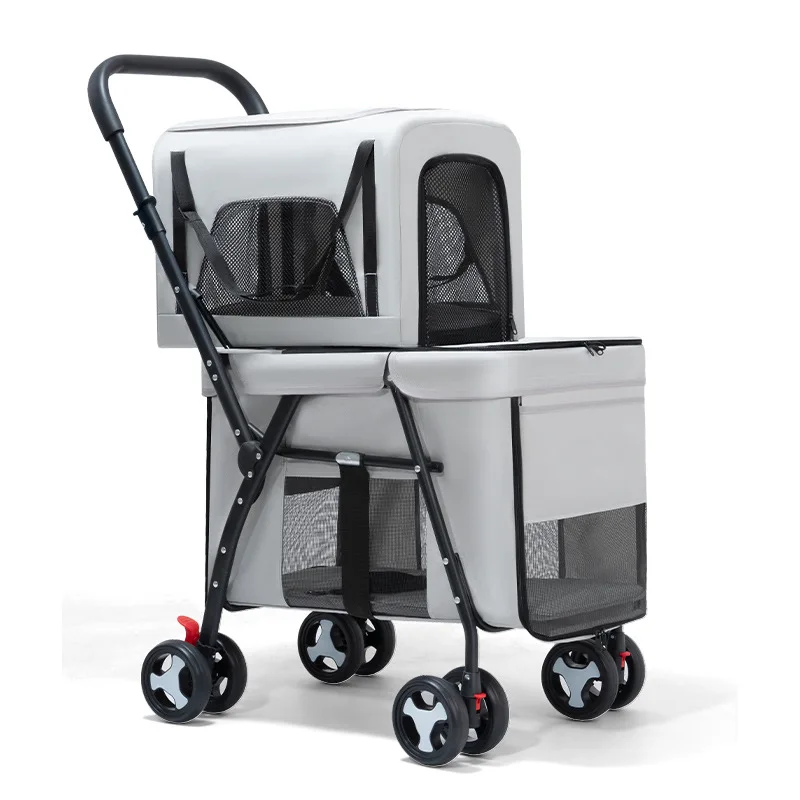 

STLFDistributor Cart Dog Cat Pet Stroller with Detachable Carrier for 2 Dogs
