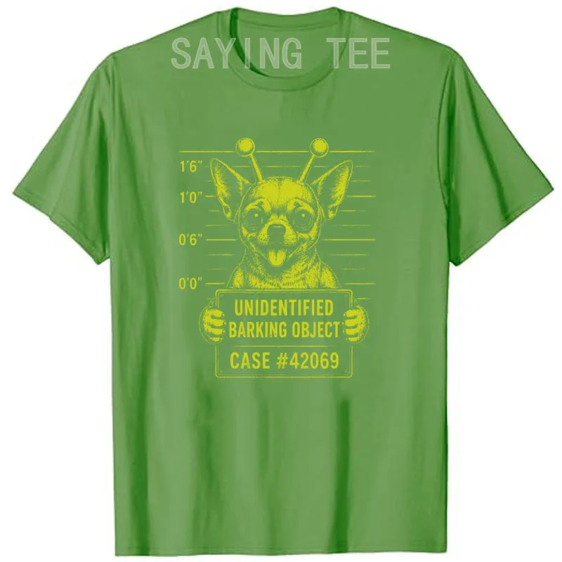 Alien Chihuahua Lustiges Fahndungsfoto Wissenschaft Hunde-Liebhaber Premium Weiches Baumwoll-T-Shirt Y2k UFO Alien Hund Grafik Spruch T-Shirt Streetwear Oberteile – Detail 7