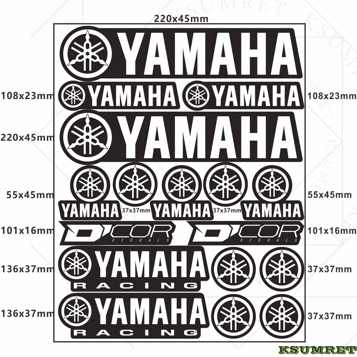 الفينيل لياماها DCOR Visuals ملصقات الدراجات النارية شعارات شعار مائي
