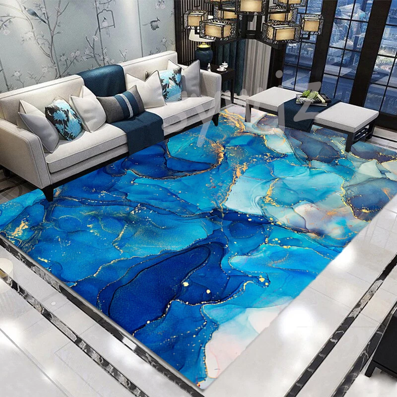 Nordic Colored Marble Carpet for Home Living Room Decorative Floor Mats Porch Door Mat Anti-slip Print Mats Bedroom Non-slip Mat