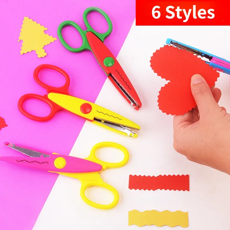 

6 Styles Minimalistic Lace Scissors Wavy Pattern Small Round Head Children Special Student Art Tool Stationery Scissor