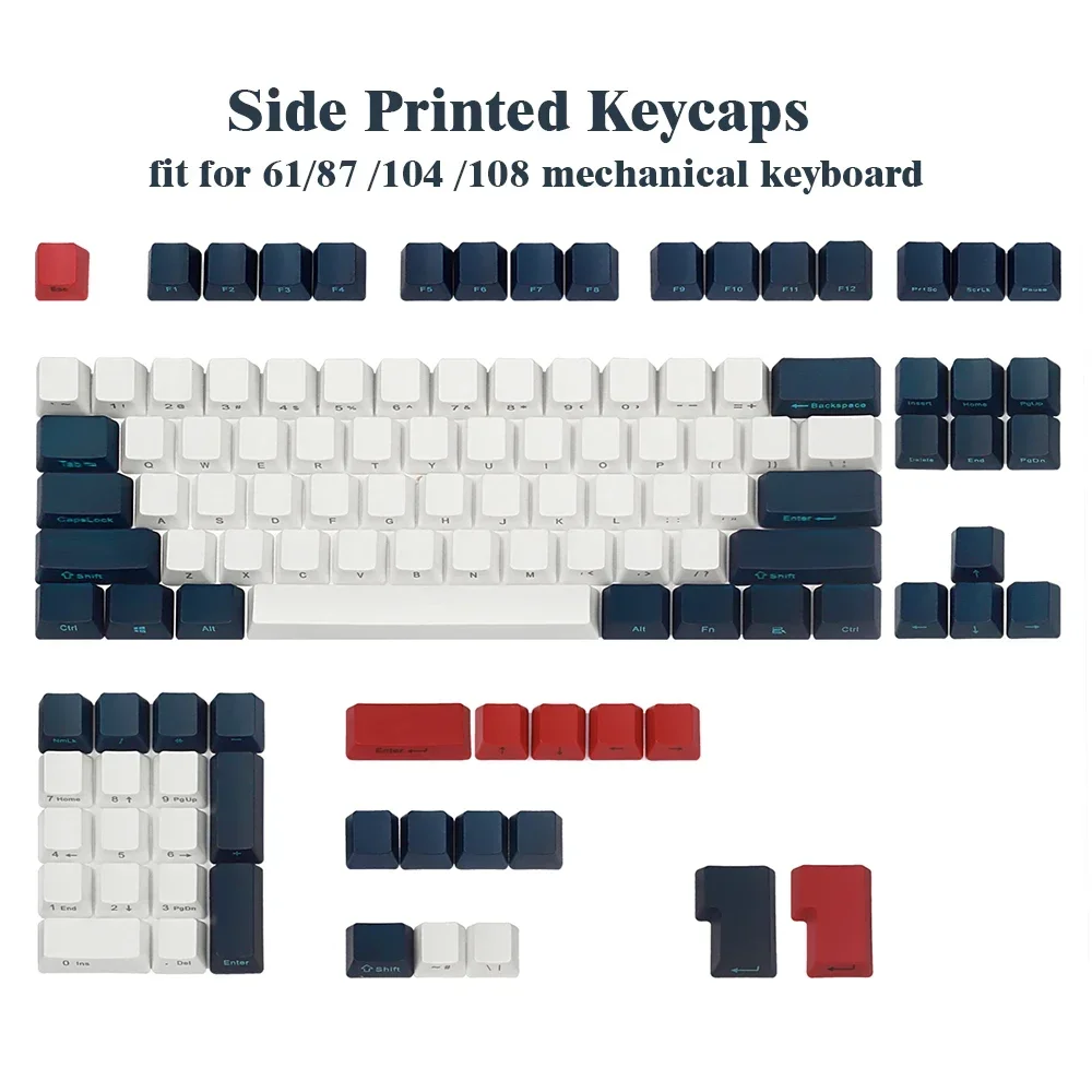 Keycaps for Gaming Mechanical Keyboard PBT Side Printed OEM Profile keycap set for 61 87 104 108 MX Switches Mechanical Keyboard