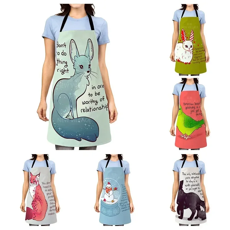 Happy Thanks Giving Kitchen Aprons for Women Cotton Linen Bibs Household Cleaning Apron Pinafore Anti-oil Home Cooking Apron