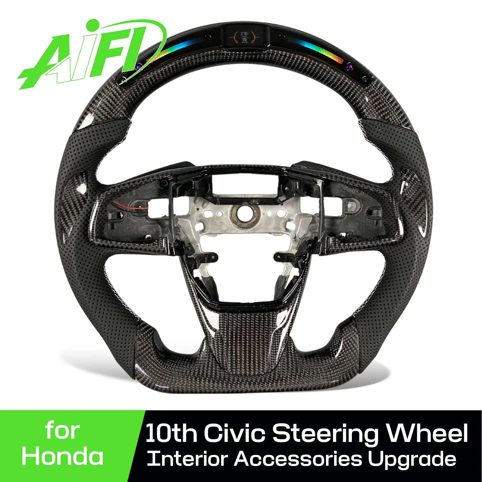 

Custom LED Sport Carbon Fiber Steering Wheel for Honda Civic 10th Generation FK8 Type R Si CR-V EX LX 2016-2021 Interior Upgrade