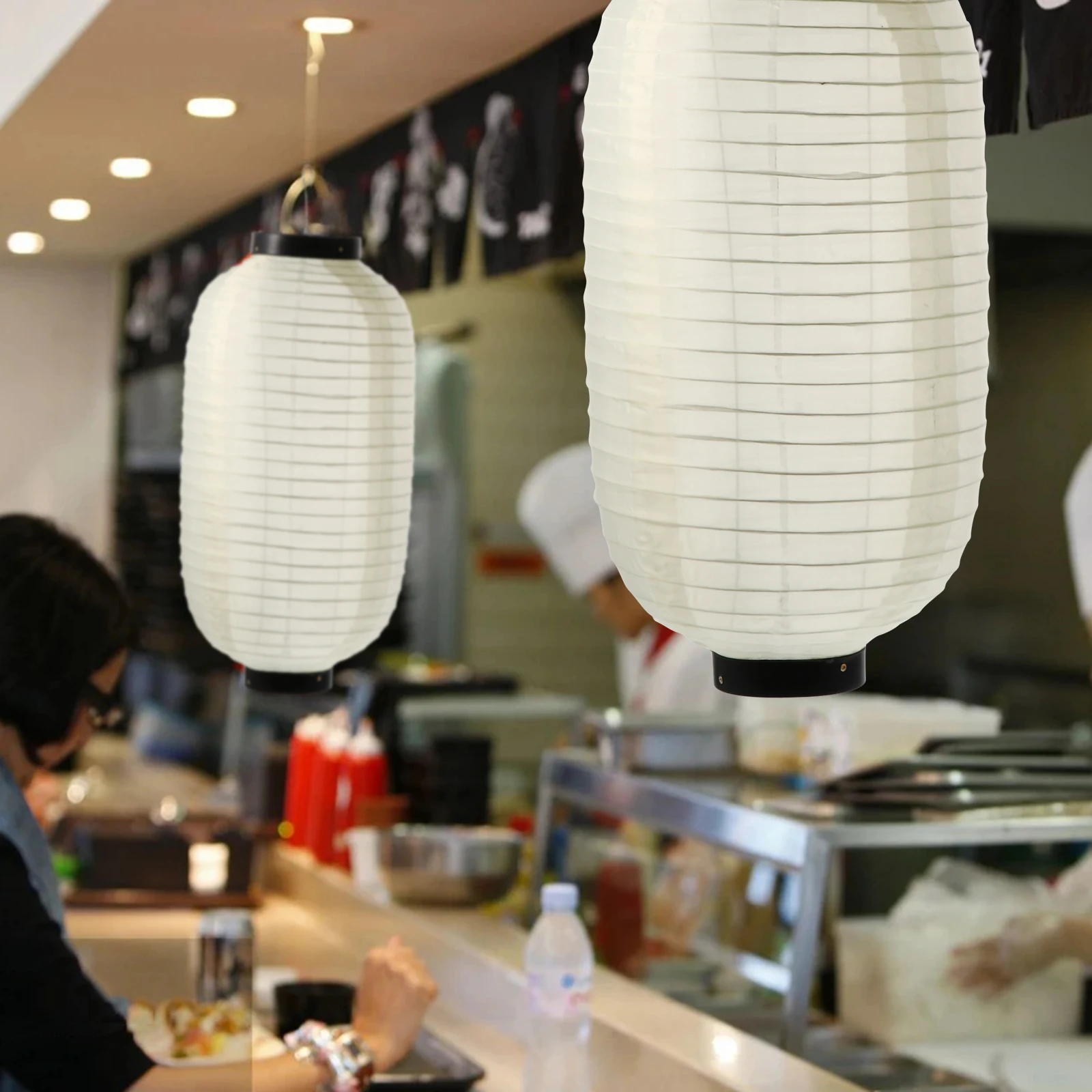 

2Pcs 45X25CM Rice Paper Lantern Waterproof Silk Decorative Hanging Festive Home Restaurant Ornament Japanese Style