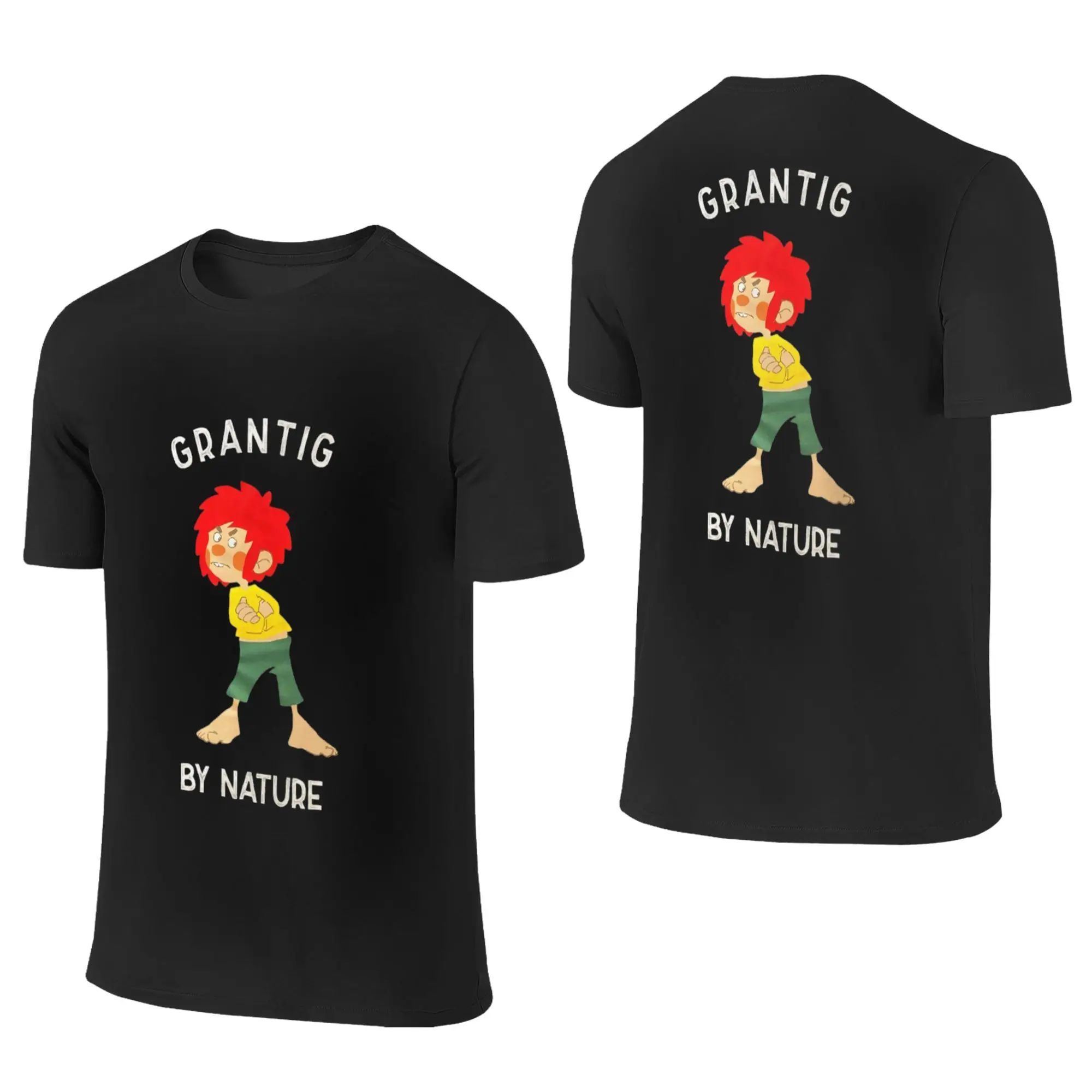 100% Cotton Pumuckl Grantig by nature T-Shirt Men's Double Sided T Shirt Men O-Neck Summer Shirts Tops S-6XL
