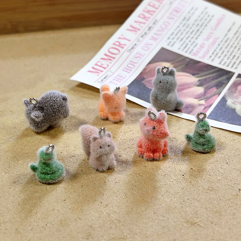 6 шт./упак. флокированные подвески из смолы в виде животных, пушистый кот, лиса, змея, белка, браслет из смолы, кулон, мини-брелок, очаровательные ювелирные изделия, сделай сам 6 шт./упак. флокированные подвески из смолы в виде животных, пушистый кот, лиса, змея, белка, браслет из смолы, кулон, мини-брелок, очаровательные ювелирные изделия, сделай сам