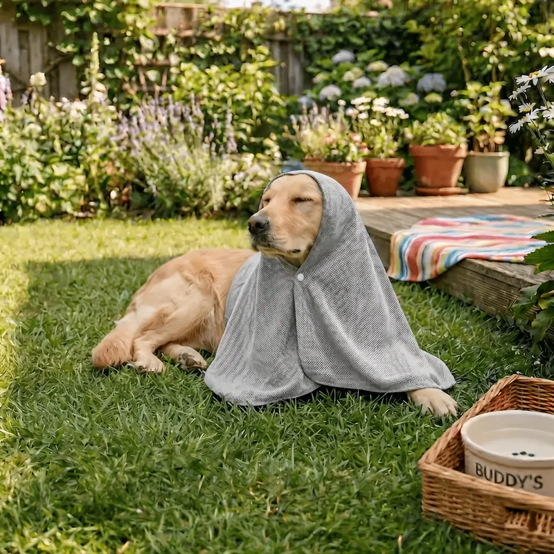2-In-1 Dog Cooling Towel And Hat Set for All Dog Sizes -Instant Reusable Ice-Free Cooling System,Buckle-Designed for Hot Weather view 2