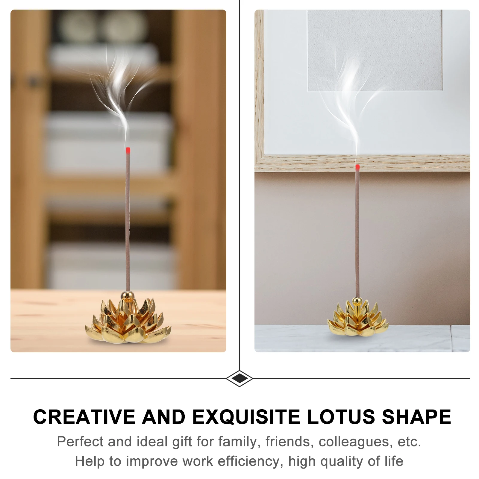 

2Pcs Lotus Incense Furnace Ornament Quality Material Mysterious Atmosphere Suitable for Temple Kitchen Yoga Gift