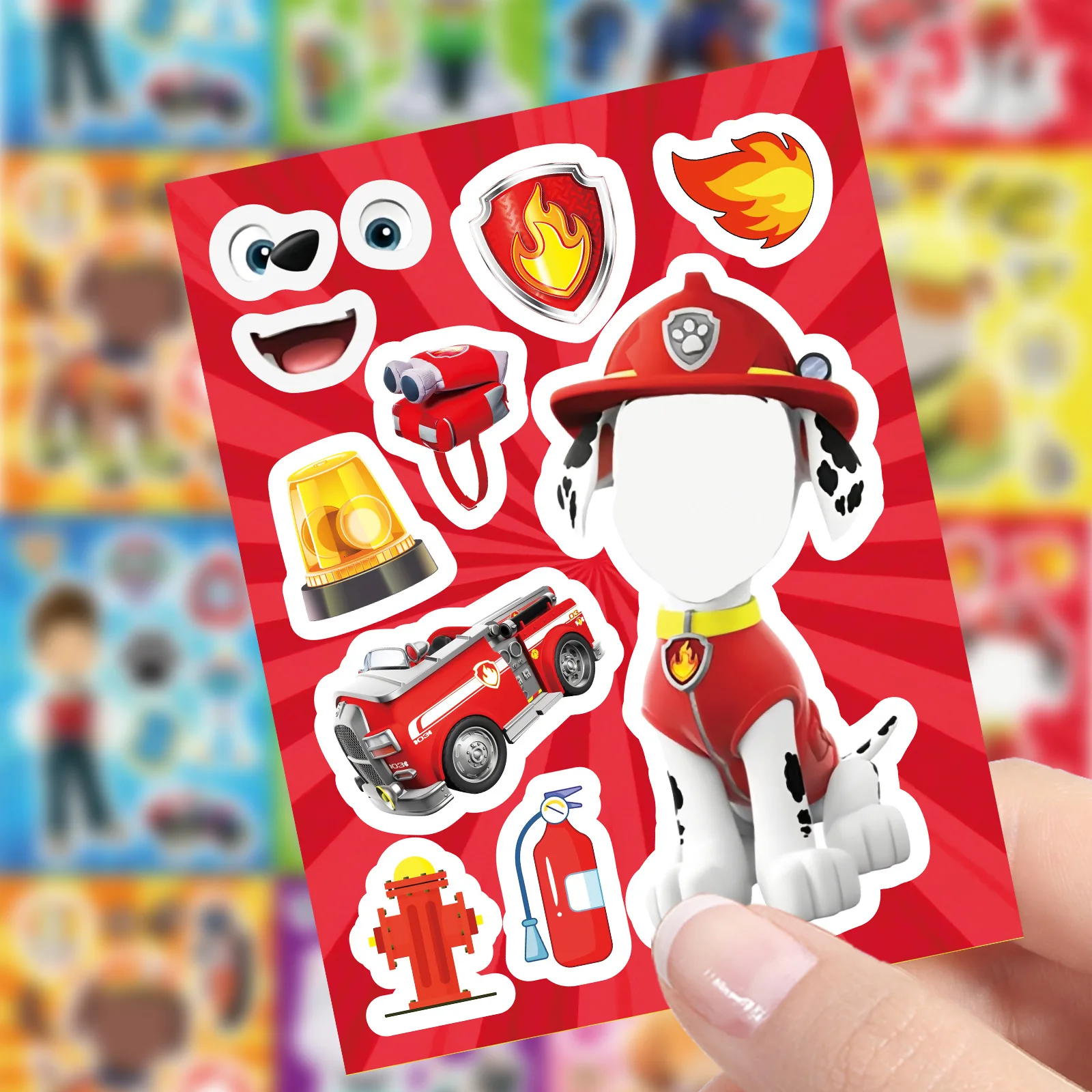 8/16 ورقة جعل وجه باو دورية لغز ملصقات الكرتون لتقوم بها بنفسك رايدر تشيس تجميع بانوراما الاطفال لعبة الأطفال الأولاد لعبة حفلة هدية #3