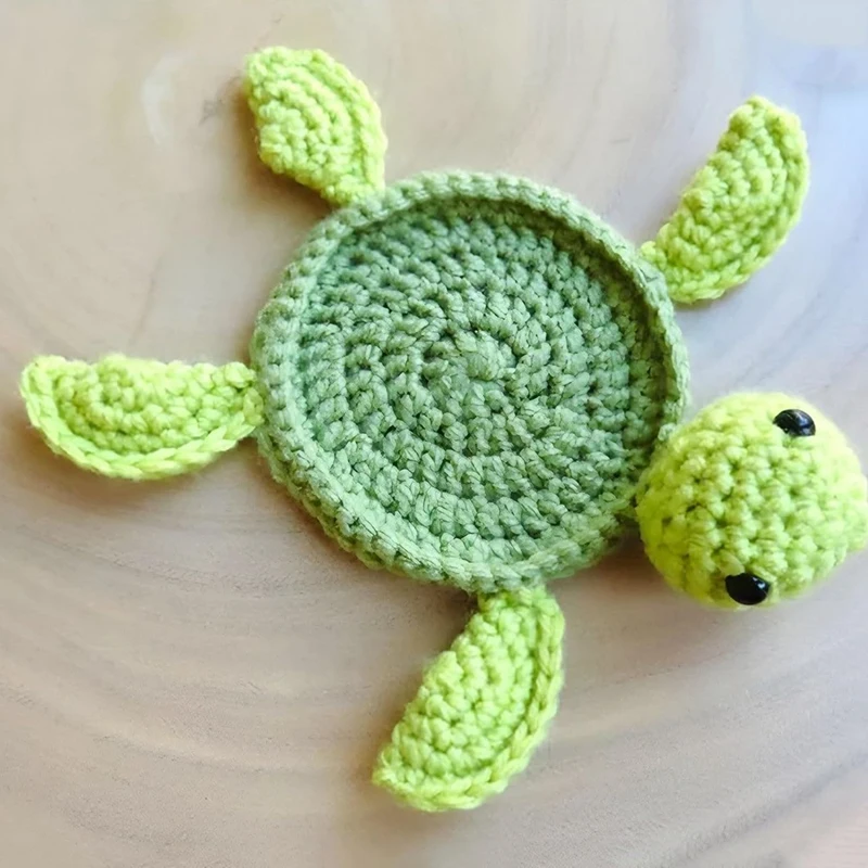 Crochet Tortoise Coasters For Drinks, Funny Handmade Crochet Coasters, Cute Drink Coaster Set For Coffee, Tabletop Decor