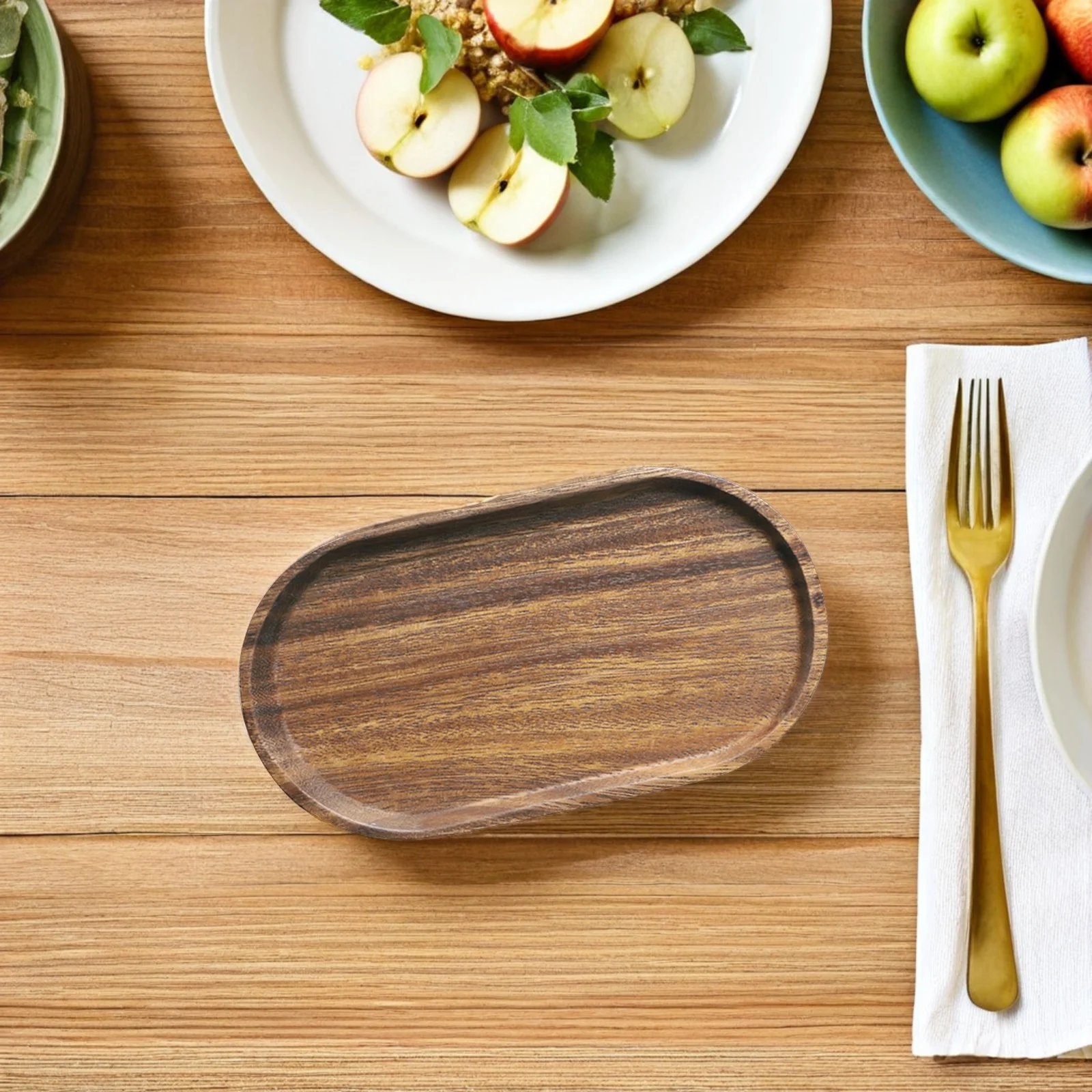 

2Pcs Natural Wood Serving Trays Sturdy Food Plates for Bread Sushi Snack Fruit Dessert Display Cookie Plate Confectionery Plate