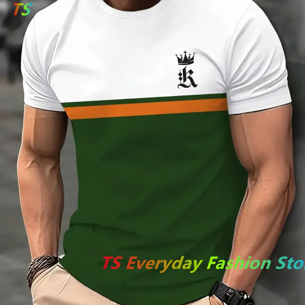 Male Oversized O-neck Top 3d Casual Print Mens T Shirt Stripe Clothes Summer Men Short Sleeve Tee Harajuku Street T-Shirt Daily