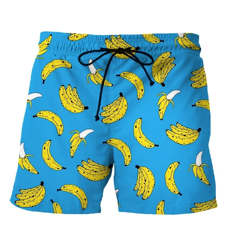 Calça curta com estampa de frutas limão para homens, calça melancia abacaxi, calção de praia de verão, moda casual, 3D