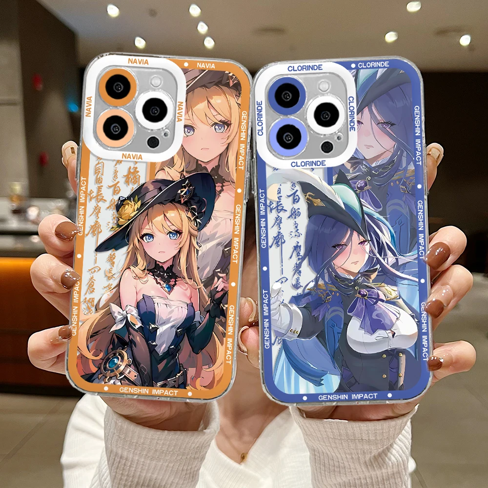 Genshin Impact Raiden Ayaka Phone Case For Samsung S24 S23 S22 S21 S20 S10 FE Note20 Note10 Plus Ultra Lite 5G Clear Soft Cover