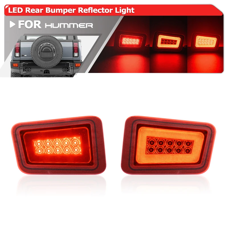 H2 Rear Bumper Reflector Light Replacement For Hummer H2 2005 2006 2007 2008 2009 LED Tail Brake/Turn Signal/Parking Assy Kit
