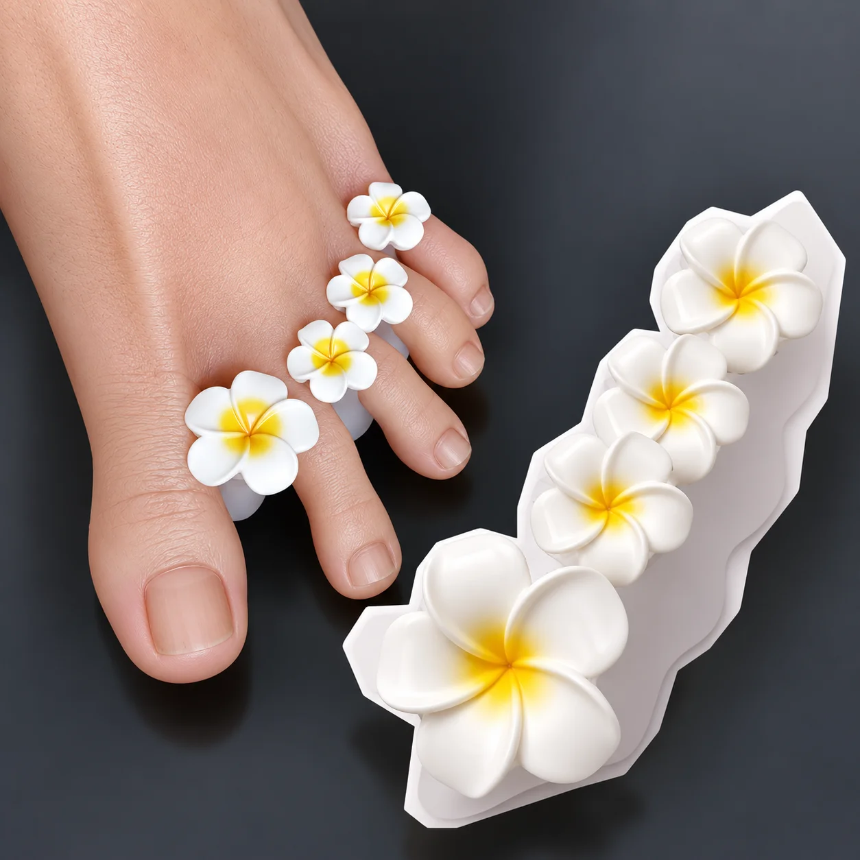 1 Set Nail Art Separators Flower Soft Silicone Toe Separators Finger Dividers Nail Art Applicator For Pedicure Salon Tools