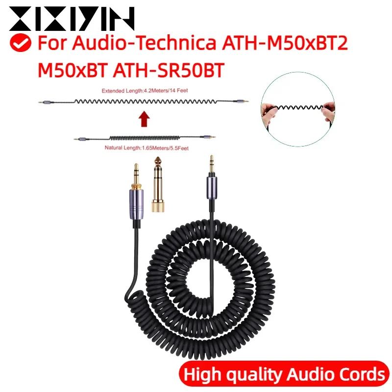 

XIXIYIN Replacement Spring Relief Coiled Cable for Audio-Technica ATH-M50xBT2 M50xBT ATH-SR50BT Headphones Cables Cords Wire