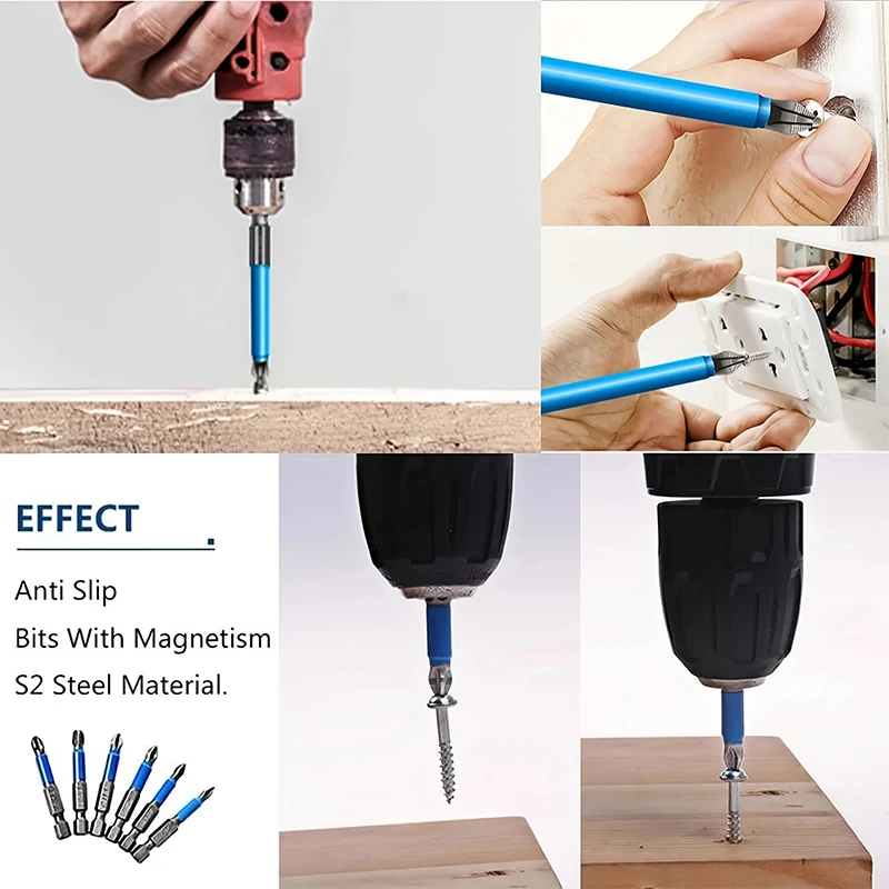 Cross Head Anti Non-slip Screwdriver Bits Phillips Drill Driver Magnetic 1/4\