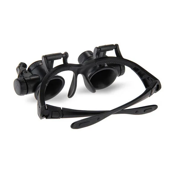 

10x 15x 20x 25x LED Lighted Double Magnifier Loupe Kit Black Durable ABS Plastic Interchangeable Headband for Jewelry Watch