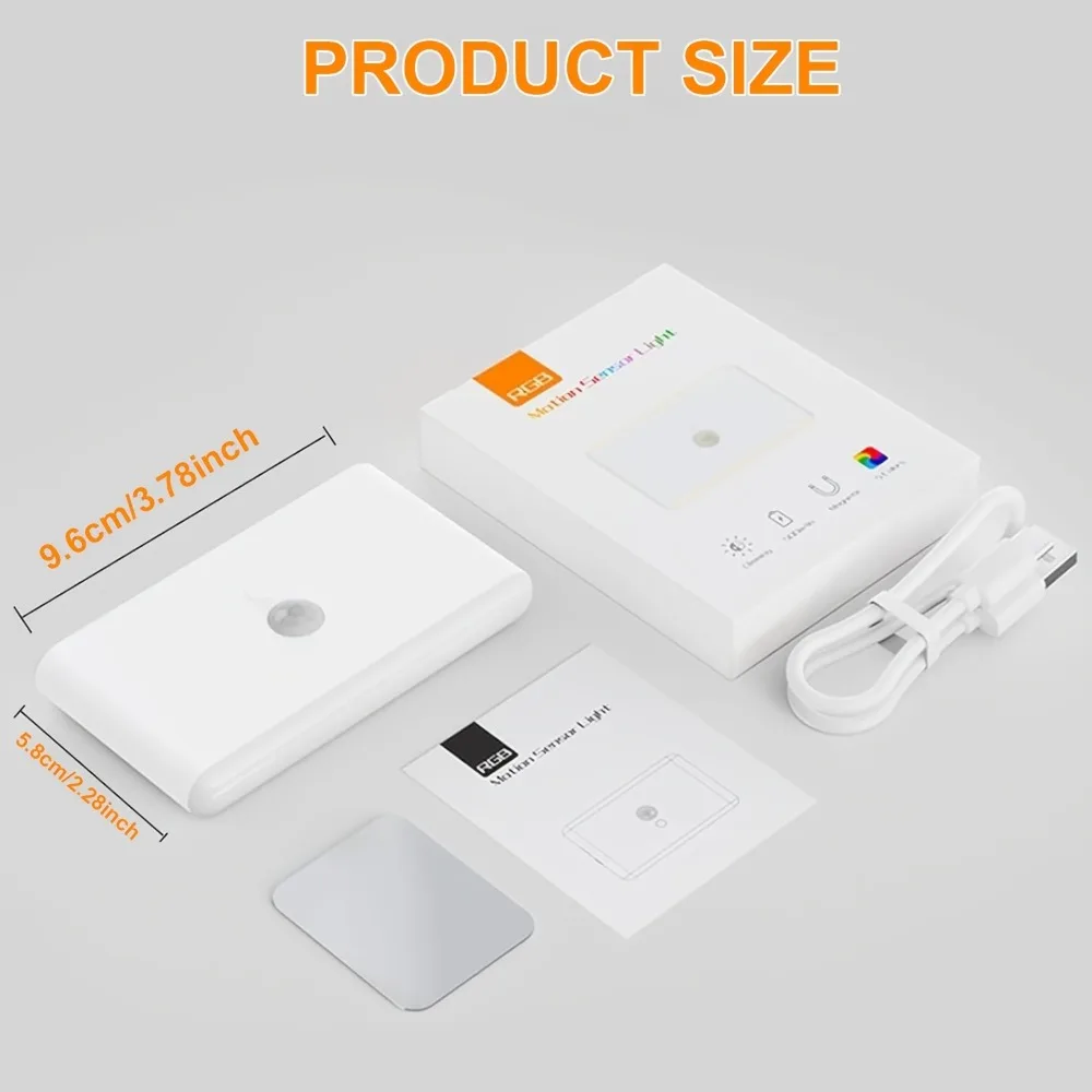 1/2pcs of RGB Rechargeable Dimming LED Rainbow Switching Light Color LED Human Body Sensing Bedroom Corridor Staircase Cabinet M