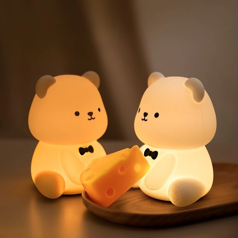 Bedroom Sleep with Silicone Night Light Creative and Personalized Design Cartoon Teddy Bear Cute Patting Light