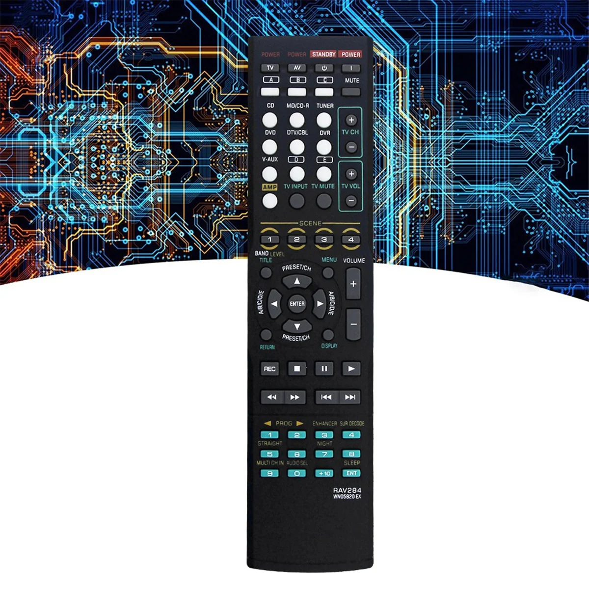 RAV284 WN05820EX Replace Remote for Yamaha AV Receiver HTR-6230 HTR-6130 RX-V365 RX-V365BL RX-V363 RAV283 WN05810