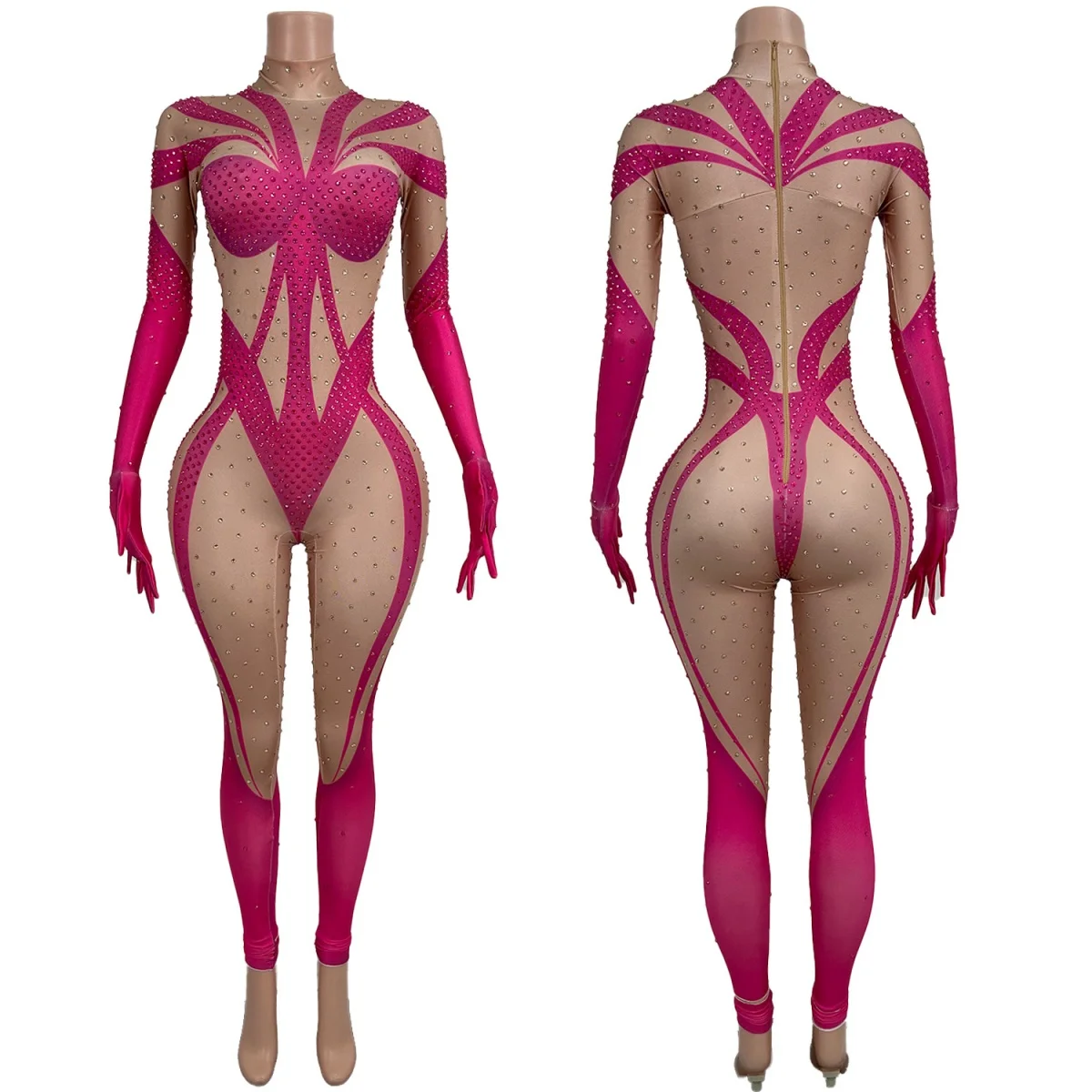 

Sparkly Rhinestone Tight Fitting Jumpsuit Club Bar Event Steel Pole Dance Costume Show Tight Sexy Jumpsuit for Women Outfi Wenzi