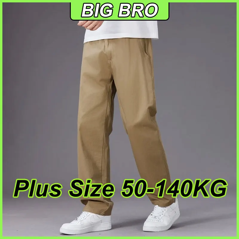 

Plus Size Casual Men's Pants M-6XL Straight Leg Fit Trousers Loose Cotton Work Wear Cargo Pants Business Male Clothing 50-140KG