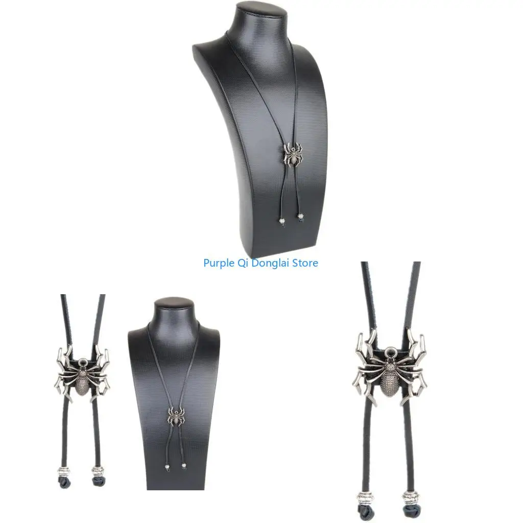 L21E Gentleman Bolo Tie with Stereo Spiders Buckle Vintage Tie for Formal Occasion