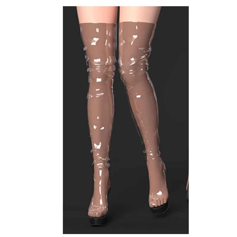 Transparente PVC-Overknee-Plateaustiefel mit dünnem hohem Absatz, sexy, modisch, cool, für den Sommer, lässig, große Größe, Damenschuhe, Zapatillas Mujer