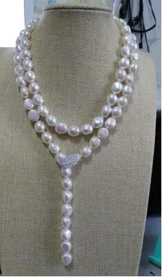 

elegant 10-11mm natural south sea baroque white pearl necklace 925s