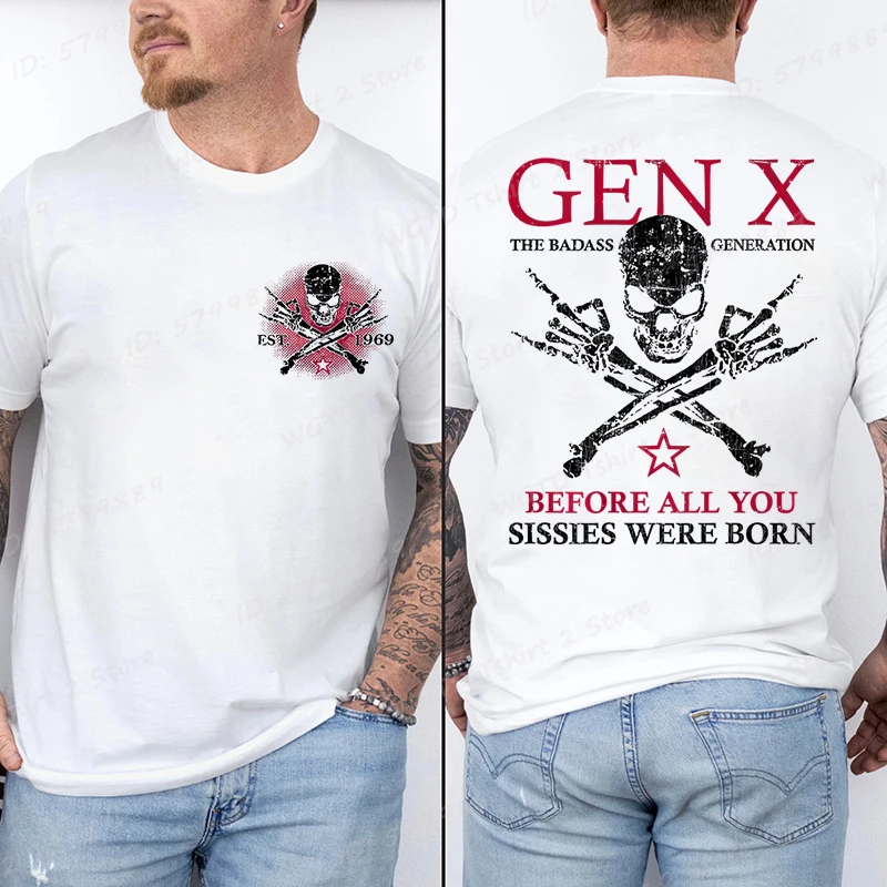 تي شيرت مضحك جمجمة روك هاند آند جين إكس قبل كل ما أنت سيسي ولدت، تي شيرت رجالي بأكمام قصيرة، تي شيرت جيل X #4