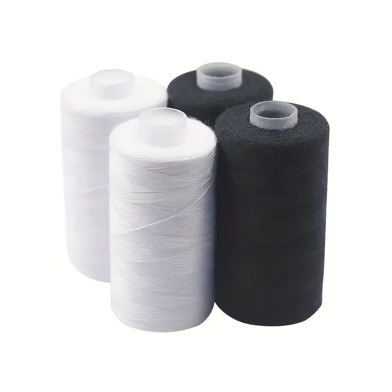 2pcsHousehold sewing thread Hand sewing black and white thread 500 m polyester thread for sewing machines and hand sewing