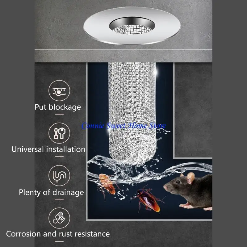 

LXAF Floor Drain Filter Mesh Basket Filter Hair Trap Strainer Stainless Steel for Kitchen Sink Bathroom Bathtub Wash Basin