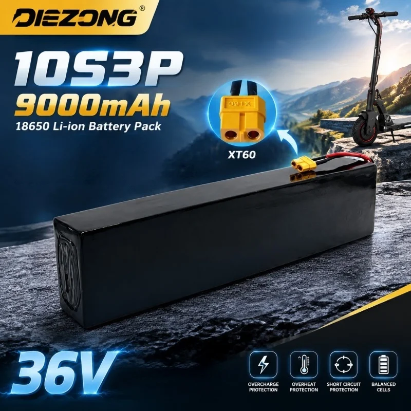 36V 9Ah 10S3P 18650 Lithium Battery Pack Built-in BMS for Electric Scooter E-Bike Bicycle Replacement Battery High‑Performance