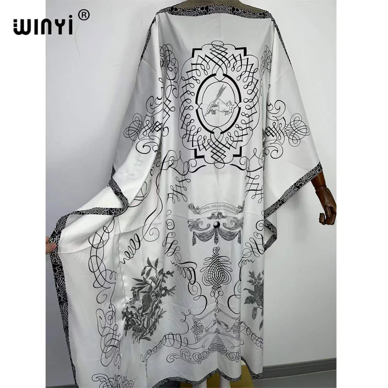 2022 WINYI boho Dress Print Bohemia Hijab Loose elegante musulmano Abaya Bazin Robe Gown Broder Riche Sexy Lady Party maxi beach