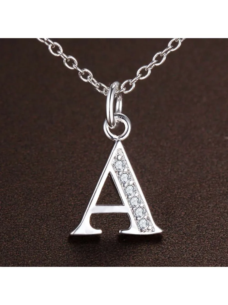 26 Buchstaben 925 Sterling Silber Halskette Anhänger für Damen Mode Schlüsselbein Kette Hochzeitsschmuck Party Geschenk Hohe Qualität – Detail 6