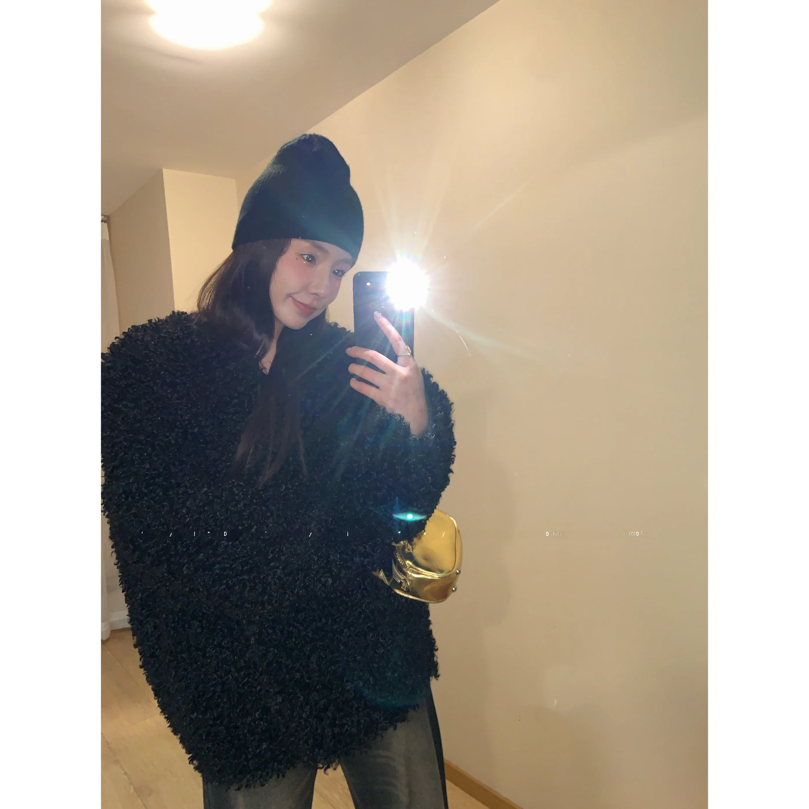 

Wuli Duo Duo Suede Faux Fur Jaet Korean Sle ort Outerwear Long Sve Roll up Design Winter Warm Ladies Coat
