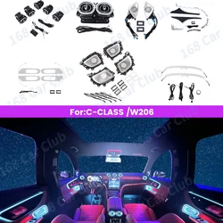 64Color Air Vents Conditioning New LED Ambient Light For Mercedes Benz W206 Car C-Class Luminous Cover 4D Speaker Backrest Light