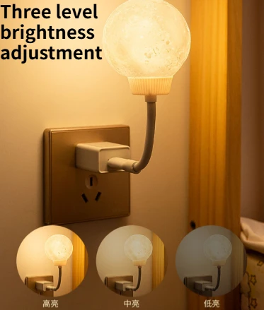 Creative Intelligent Voice Controlled Moon Lamp with USB Plug in For Timed Three Level Brightness Adjustment Room Decoration