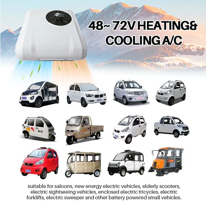 High Cooling บนชั้นดาดฟ้า 110V 220V 96V 12v 24v 12 โวลต์ van caravan rv รถพ่วงรถยก minivan air Conditioner