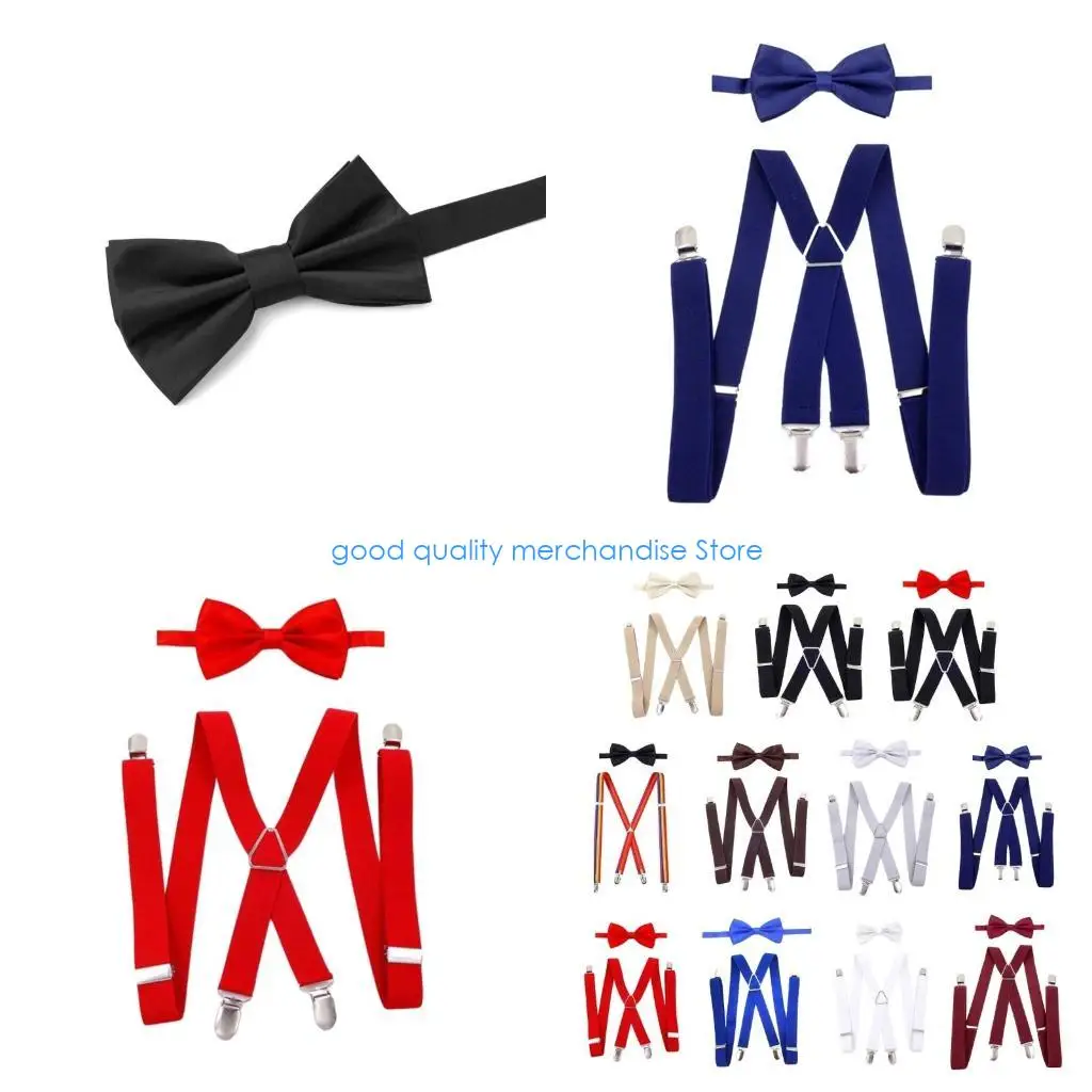 y5jd-trendy-men-braces-with-bow-tie-set-adjustable-with-4-clips-vintage-costume